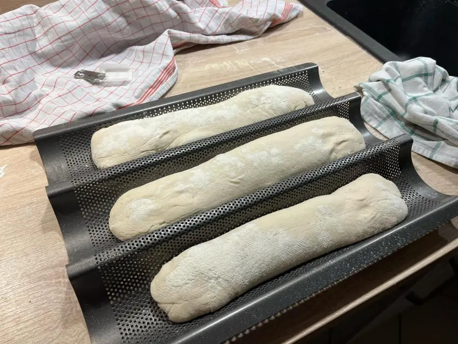 Baguettes ready for baking